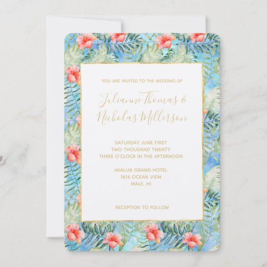 Tropisch Aloha Hibiscus Floral Kaart (Voorkant)