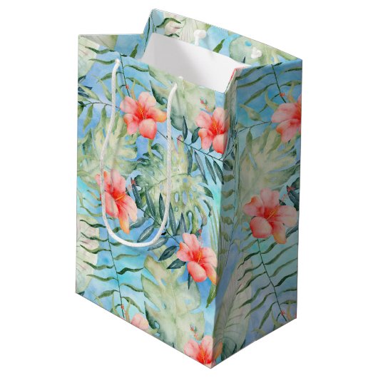 Tropisch Aloha Hibiscus Floral Medium Cadeauzakje (Achterkant Gekanteld)