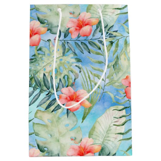 Tropisch Aloha Hibiscus Floral Medium Cadeauzakje (Voorkant)