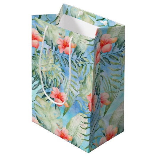 Tropisch Aloha Hibiscus Floral Medium Cadeauzakje (Voorkant Gekanteld)