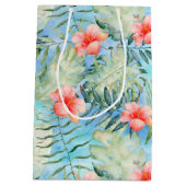 Tropisch Aloha Hibiscus Floral Medium Cadeauzakje (Achterkant)