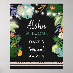 Tropisch Aloha Luau Hawaiaans Feest Welkomstbord Poster