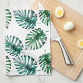 Tropisch Aloha Monstera laat het patroon achter Theedoek (Quarter Fold)