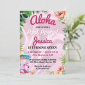 Tropisch Aloha Poolparty Verjaardag Kaart (Staand voorkant)