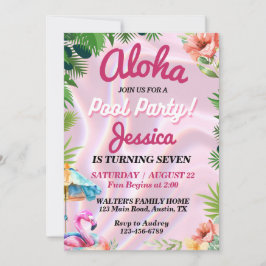 Tropisch Aloha Poolparty Verjaardag Kaart