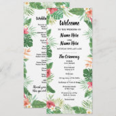 Tropisch Aloha Trouwprogramma Bloemen Palmen Programmakaart (Voorkant / Achterkant)