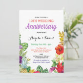 Tropisch Aloha Wedding Floral Jubileum Invite Kaart (Staand voorkant)