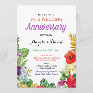 Tropisch Aloha Wedding Floral Jubileum Invite Kaart