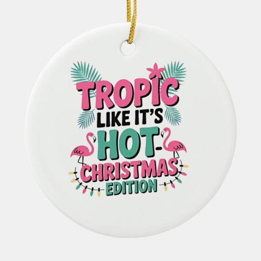 Tropisch als het heet is: Kersteditie Keramisch Ornament (Voorkant)