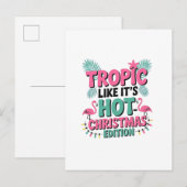 Tropisch als het heet is: Kersteditie Uitnodiging Briefkaart (Voorkant / Achterkant)