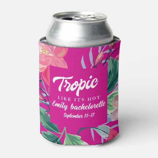 Tropisch als het heet is vrijgezellenfeestje  blikjeskoeler (Blikje Voorkant)