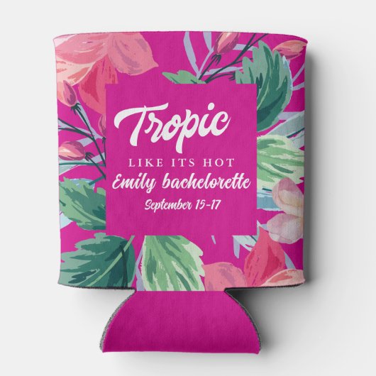 Tropisch als het heet is vrijgezellenfeestje  blikjeskoeler (Achterkant)