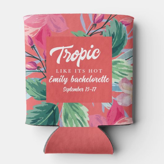 Tropisch als het heet is vrijgezellenweekendfeest  blikjeskoeler (Achterkant)