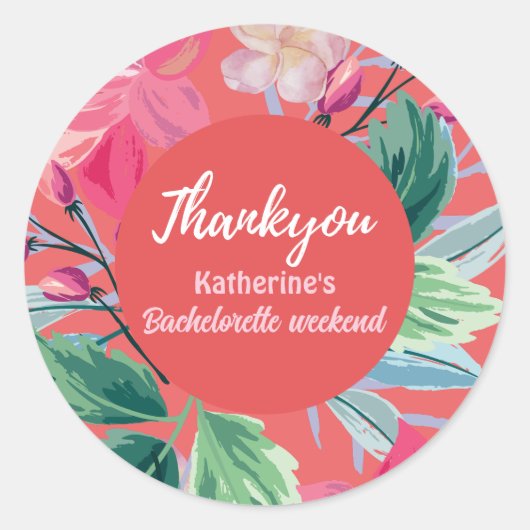 Tropisch als zijn hete oranje bachelorette ronde sticker (Voorkant)