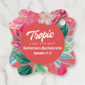 Tropisch als zijn hete roze tropische bachelorette bedankjes labels (Achterkant)