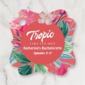 Tropisch als zijn hete roze tropische bachelorette bedankjes labels (Voorkant)