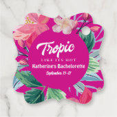Tropisch als zijn hete roze tropische bachelorette bedankjes labels (Achterkant)