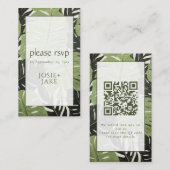 Tropisch alsjeblieft RSVP Bold & Modern Groen Oerw Informatiekaartje (Voorkant / Achterkant)