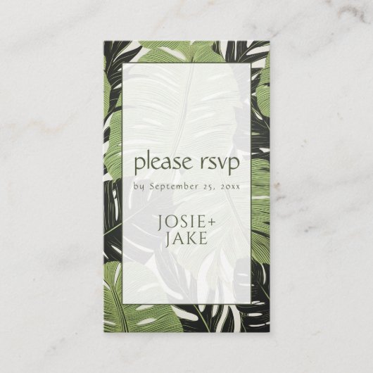 Tropisch alsjeblieft RSVP Bold & Modern Groen Oerw Informatiekaartje (Voorkant)
