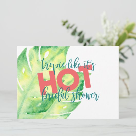 Tropisch alsof het heet Bridal Shower-uitnodiging Kaart (Staand voorkant)