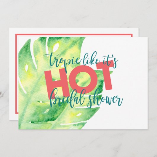 Tropisch alsof het heet Bridal Shower-uitnodiging Kaart (Voorkant / Achterkant)