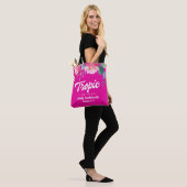 Tropisch alsof het heet is vrijgezellenweekendfees tote bag (Op model)