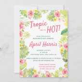 Tropisch alsof het heet, tropisch bacheloretfeest kaart (Voorkant)