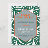 Tropisch alsof het heet tropisch vrijgezellenweeke kaart (Voorkant)