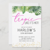 Tropisch alsof het Hot Pink Tropical Birthday is Kaart (Voorkant)