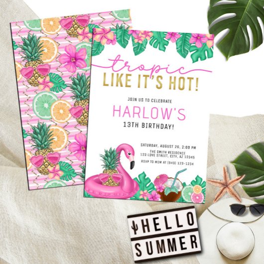 Tropisch alsof het Hot Pink Tropical Birthday is Kaart