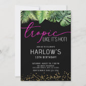 Tropisch alsof het Hot Pink Tropical Birthday is Kaart (Voorkant)