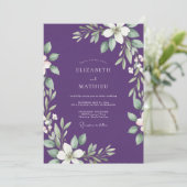 Tropisch Amethystblad Bruiloft Kaart (Staand voorkant)