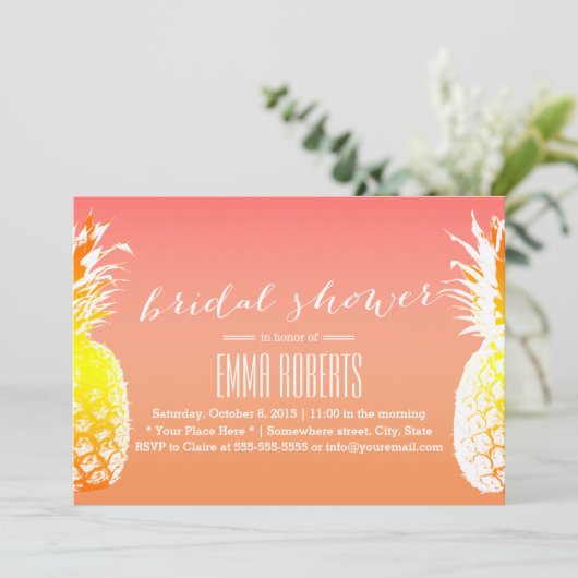 Tropisch anananas Elegant Vrijgezellenfeest Kaart (Staand voorkant)