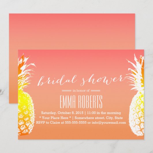 Tropisch anananas Elegant Vrijgezellenfeest Kaart (Voorkant / Achterkant)