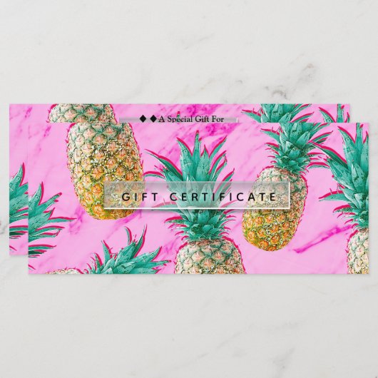 Tropisch anananas en roze marmer Gift Certificate (Voorkant / Achterkant)