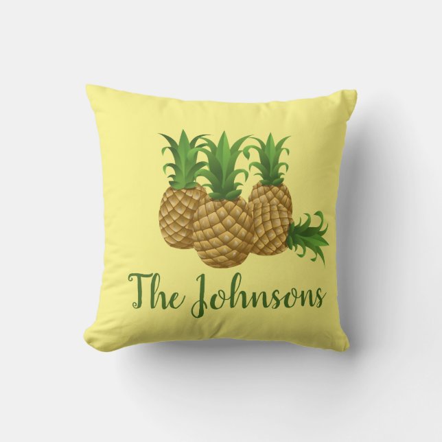 Tropisch anananas Geel huisdecor Pillow Aangepast Kussen (Voorkant)