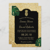 Tropisch anananas Gold Glitter Hawaiian Weddenscha Kaart (Voorkant / Achterkant)