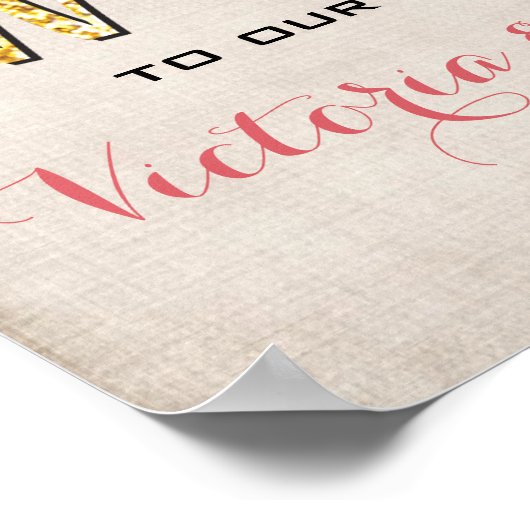 Tropisch anananas Gold Glitter Weddenschap Poster (Hoek)