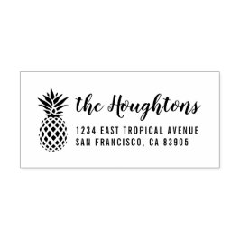 Tropisch anananas handgeschreven terugkeeradres rubberstempel
