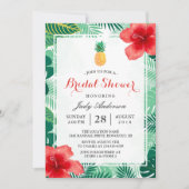 Tropisch anananas Hawaiian Hibiscus Vrijgezellenfe Kaart (Voorkant)