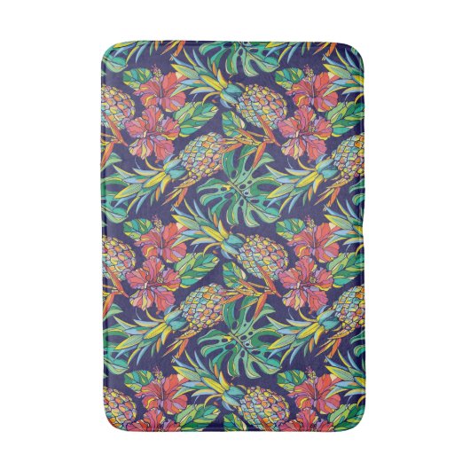 Tropisch anananas Hibiscus Pattern Badmat (Voorkant Verticaal)