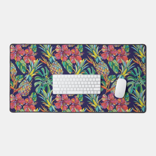 Tropisch anananas Hibiscus Pattern Bureaumat (Keyboard & Muis)