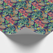 Tropisch anananas Hibiscus Pattern Cadeaupapier (Hoek)