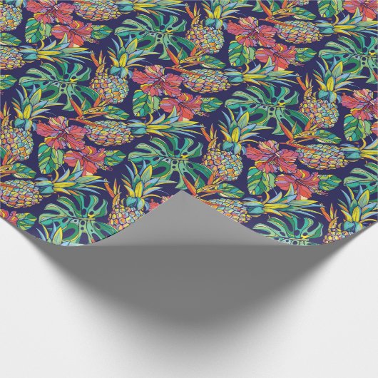Tropisch anananas Hibiscus Pattern Cadeaupapier (Hoek)