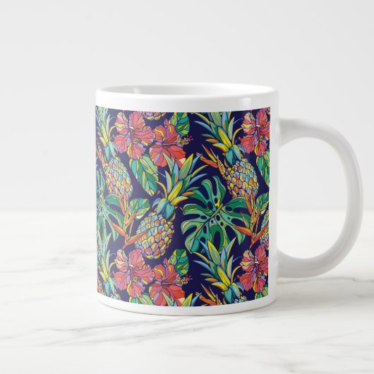 Tropisch anananas Hibiscus Pattern Grote Koffiekop (Rechts)
