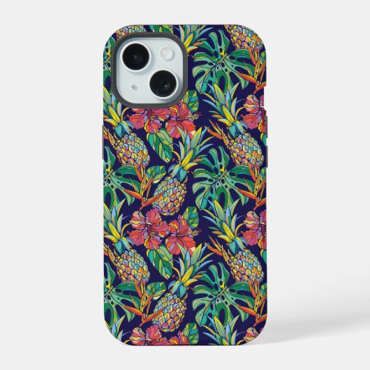 Tropisch anananas Hibiscus Pattern iPhone 15 Case (Achterkant)