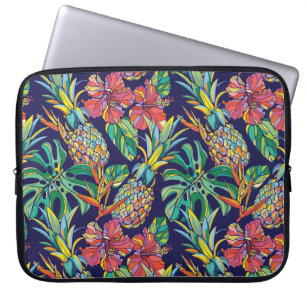 Tropisch anananas Hibiscus Pattern Laptop Sleeve