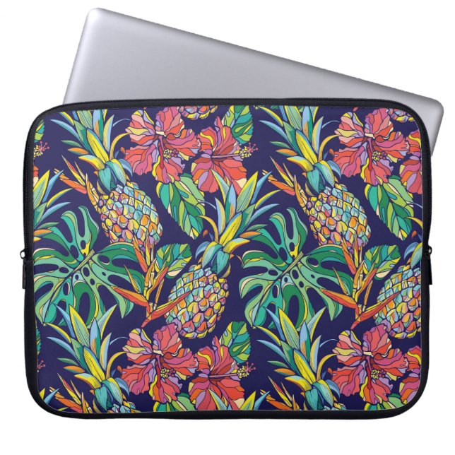Tropisch anananas Hibiscus Pattern Laptop Sleeve (Voorkant)