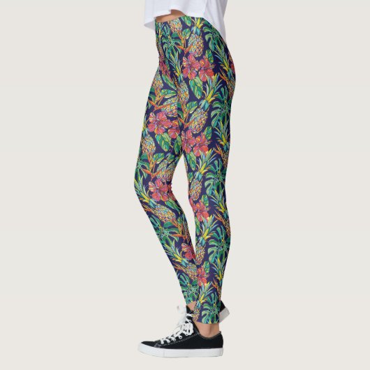 Tropisch anananas Hibiscus Pattern Leggings (Links)