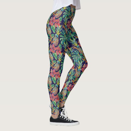 Tropisch anananas Hibiscus Pattern Leggings (Rechts)